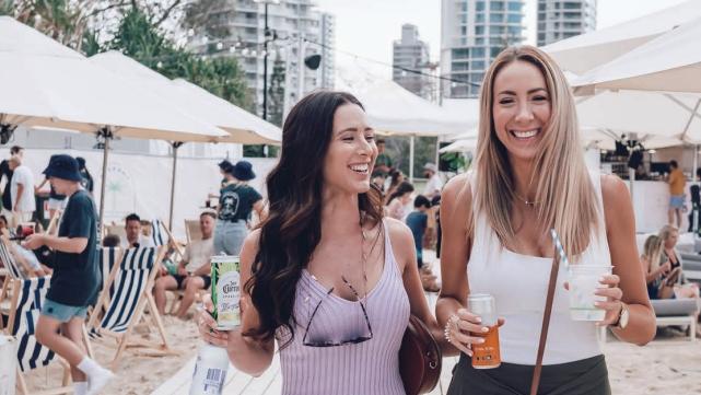 The beach club trial at Kurrawa on the Gold Coast - visitors on the foreshore deck.