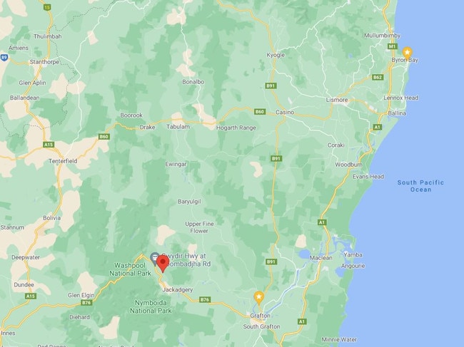 A map showing where the rural village of Cangai is on the map, following a man allegedly stealing a car near Toowoomba and committing multiple offences on the way