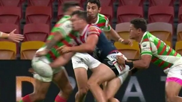 Latrell Mitchell was sin-binned for his shot on Joey Manu.