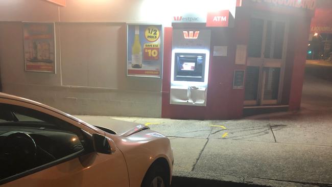 The ATM in Grigor Pl at Allambie Heights where Lachlan Moore was hit and severely injured by a Skoda station wagon (pictured), being driven by Paul Bromhead. Picture: Jim O'Rourke