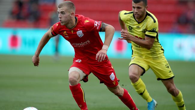 Riley McGree is certainly in Socceroos contention after a strong A-League campaign. Picture: AAP Image/Kelly Barnes