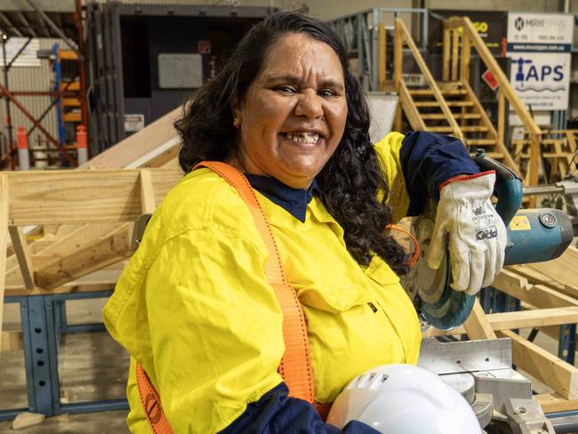 June 13, 2024: Virginia Crawford is part of a pre-employment program for Aboriginal and Torres Strait Islander ex-offenders teaching trade skills and helping them find work in construction after release. Picture: Kelly Barnes