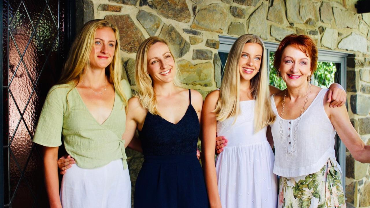 Niki Vincent with her (from left) granddaughter Charlotte (17), daughter Mim (35) and granddaughter Poppy (14) at her house in Waterfall Gully.