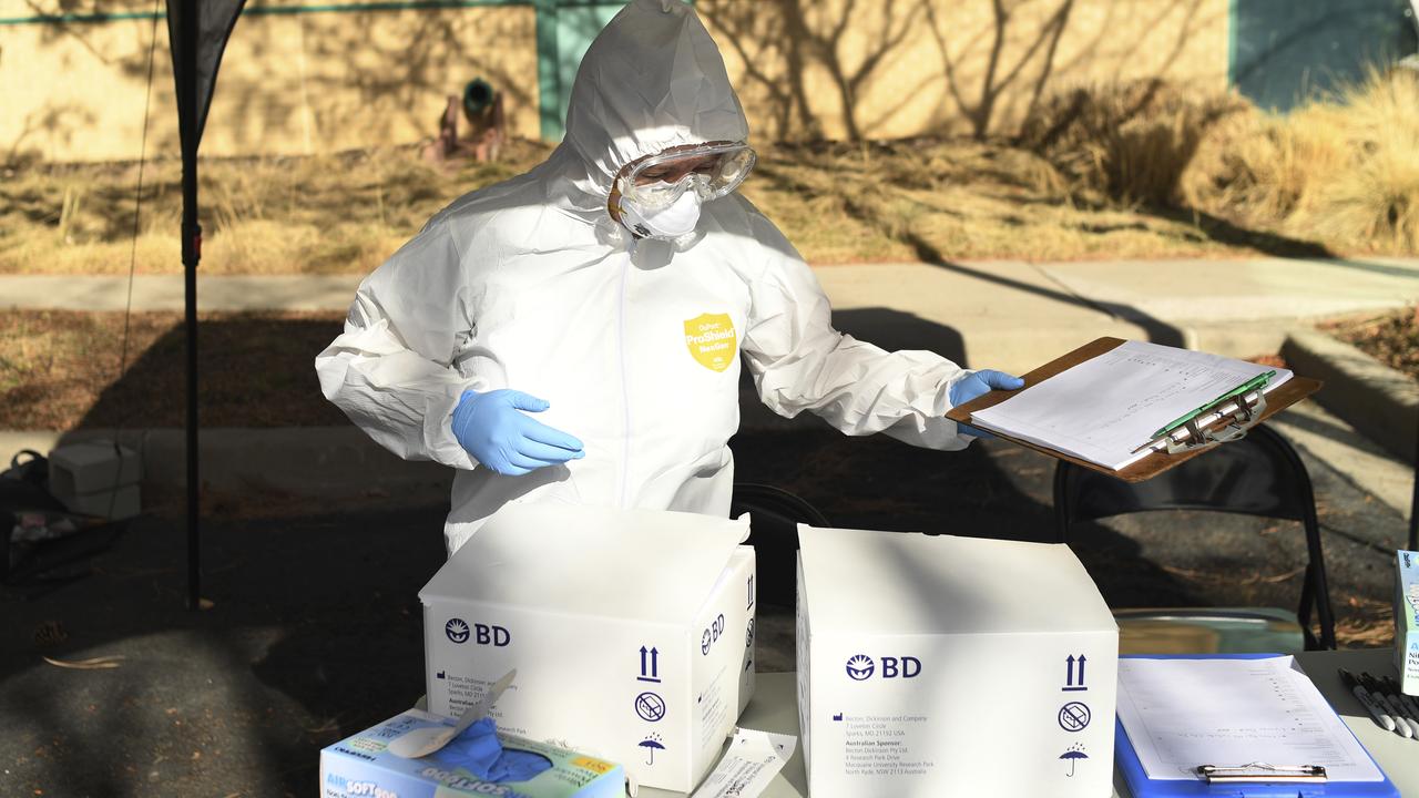 A testing centre is set up in Colorado for coronavirus. Picture: RJ Sangosti/The Denver Post via AP