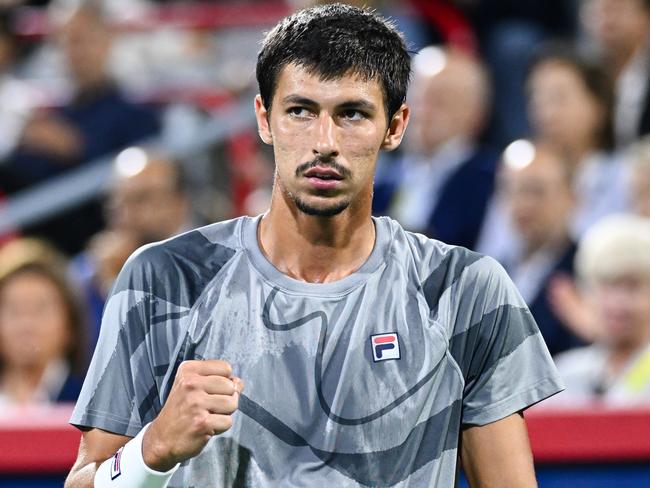 Alexei Popyrin celebrates his first Masters 1000 title, defeating Russian Andrey Rublev. Picture: Minas Panagiotakis/Getty Images