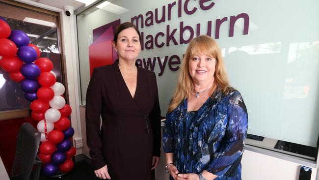 Bus driver Amie Logsdon (right) with her lawyer Claire Gibbs. Picture: Richard Gosling