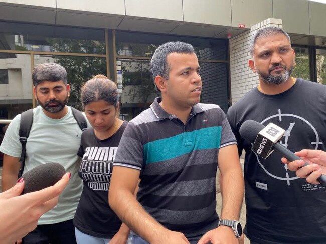 Harry Chandla's family outside Fairfield Local Court.