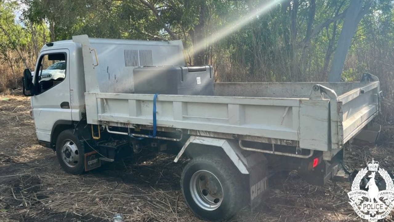 NT Police recovered two stolen trucks at a property in Darwin River. Picure: NTPFES