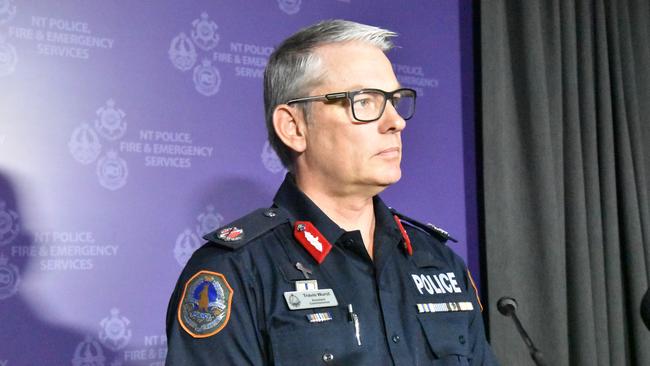 NT Police assistant commissioner Travis Wurst speaking at a press conference on December 11, 2023.