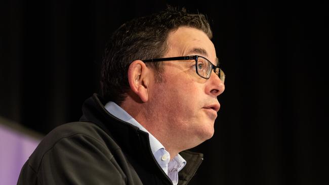 Daniel Andrews speaks during a press conference. Picture: Getty