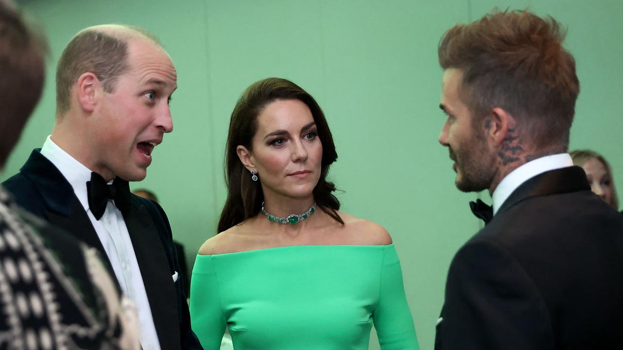 William and Kate talk to David Beckham at the annual Earthshot Prize Awards ceremony at the MGM Music Hall in Boston, 2022. Picture: David L. Ryan/Pool/AFP