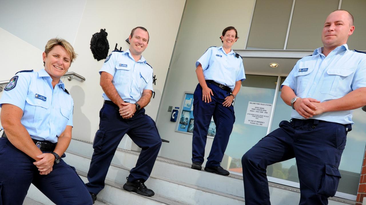 Clinton Hooper, right, with colleagues from the Holland Park police station. File picture