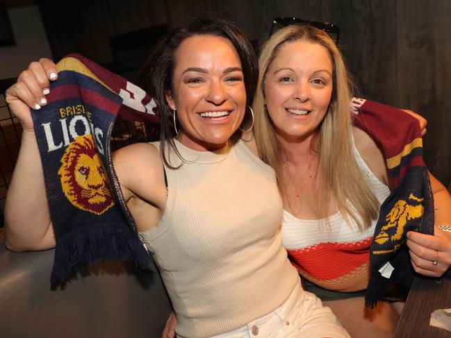 AFL grand final celebrations around Geelong . The Sporting Globe Geelong left: Kristie Harris and Lee Harris Picture: Mark Wilson