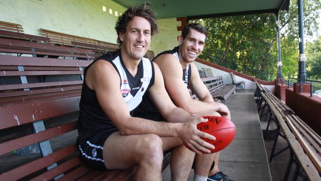 Former Adelaide University Football Club captain Seb Paynter and Casy Grice. Picture: SHAUN HOLLIS