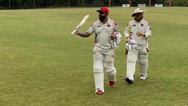 Amith Eranda walks off after making an unbeaten 307. Picture: Facebook