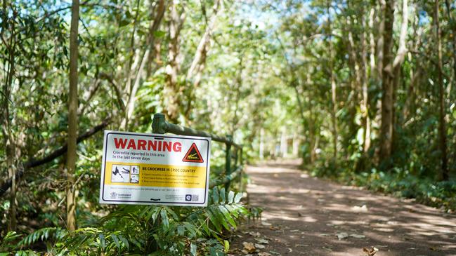 Cattana Wetlands at Smithfield now features crocodile warning signs. Picture: Nuno Avendano