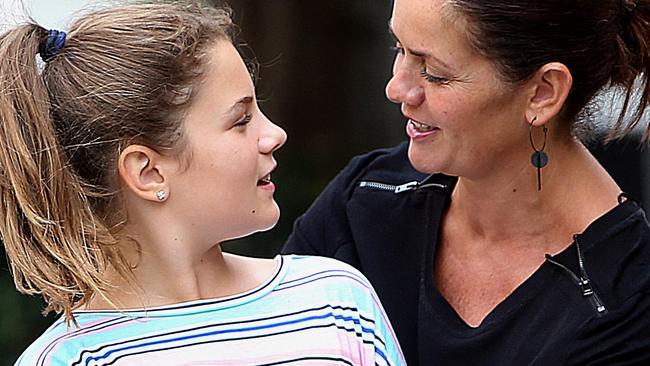 Matilda Hopper, 11, talks about her fears and hopes with her mother Sally Souter. Picture: Kristi Miller