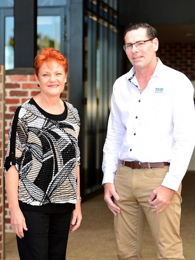 Pauline Hanson and Troy Thompson. Picture: Alix Sweeney