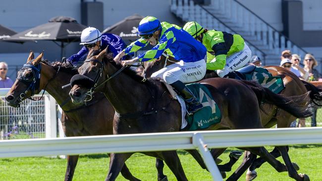 Yellowbrick Road takes out the Group 3 Lord Reims Stakes. Picture: Makoto Kaneko