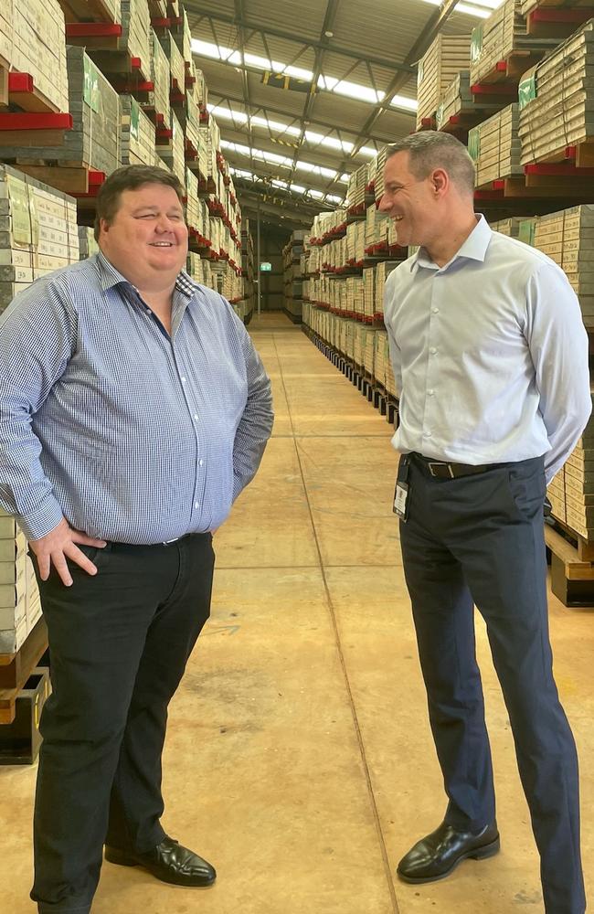 Jason Schoolmeester, Territory Major Projects Commissioner, and Andy Cowan, Territory Investment Commissioner. Picture: Thomas Morgan