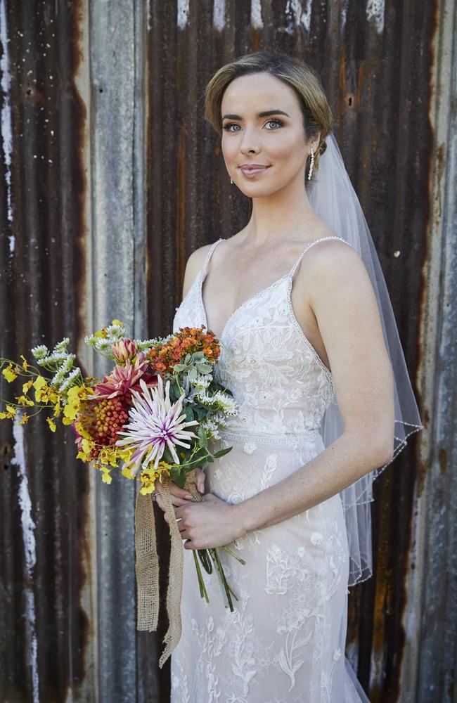 Joy ... Brewer as bride Chelsea Campbell in Seven's Home And Away. Picture: Supplied/Jeremy Greive for Seven