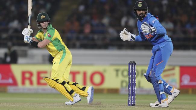 Despite more short ball tactics from India, Smith posted his highest ODI score in three years in Rajkot.