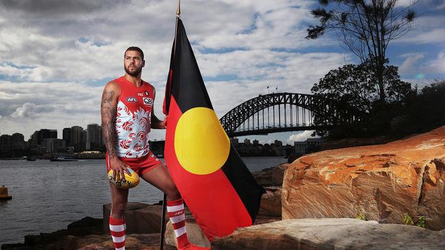 Lance Franklin has expressed his disappointment over the copyright of the Aboriginal flag. Picture: Phil Hillyard