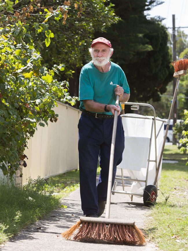 John Garland has been sweeping the streets for 31 years. Picture: Matthew Vasilescu.