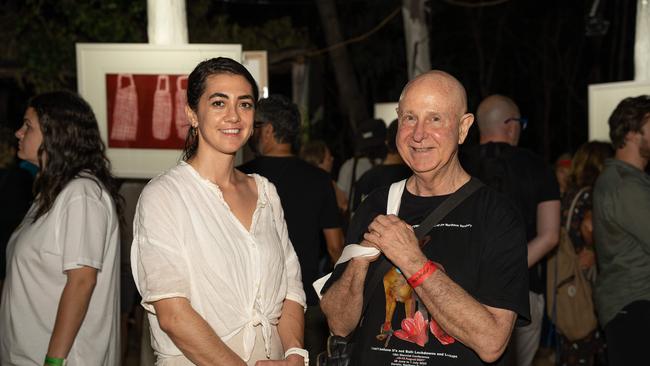 Heidi Kiekebosch-Fitt and Phillip Boulten at the Gapan Gallery of Garma Festival on Friday August 2023. Picture: Pema Tamang Pakhrin