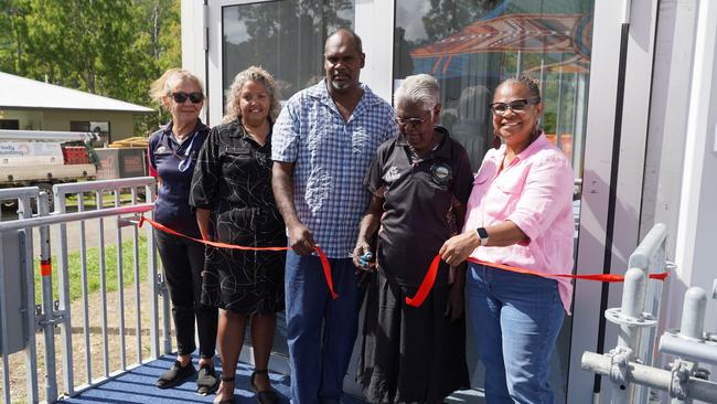 Ribbon cutting at the opening of the Wujal Wujal temporary health clinic