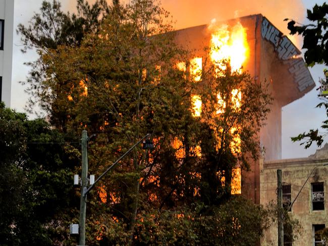 Surry Hills building on Fire on Elizabeth St Sydney. Picture - Chris Pavllich