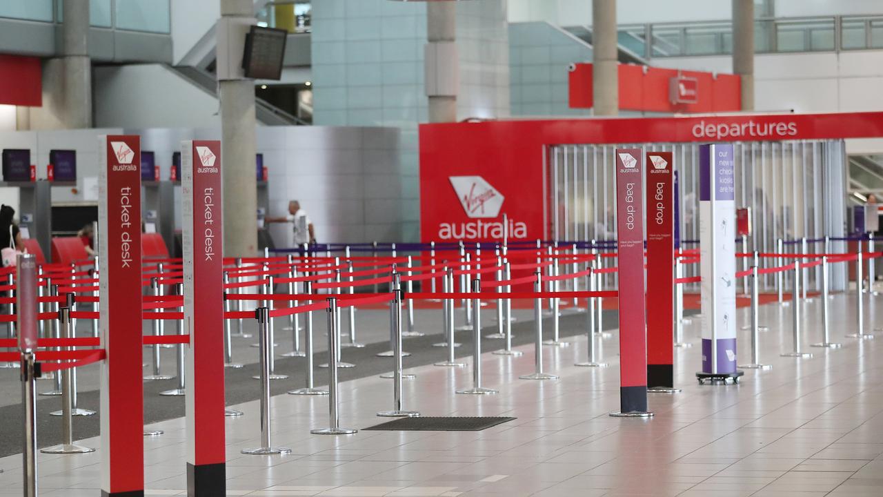 The Virgin and Tiger Air terminals at Brisbane Airport sit empty. Picture: Peter Wallis