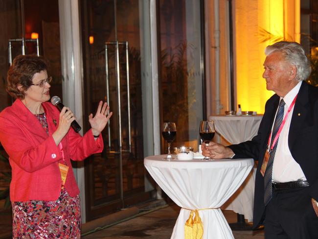 Frances Adamson and former prime minister Bob Hawke in Hainan. Picture: Michael Sainsbury