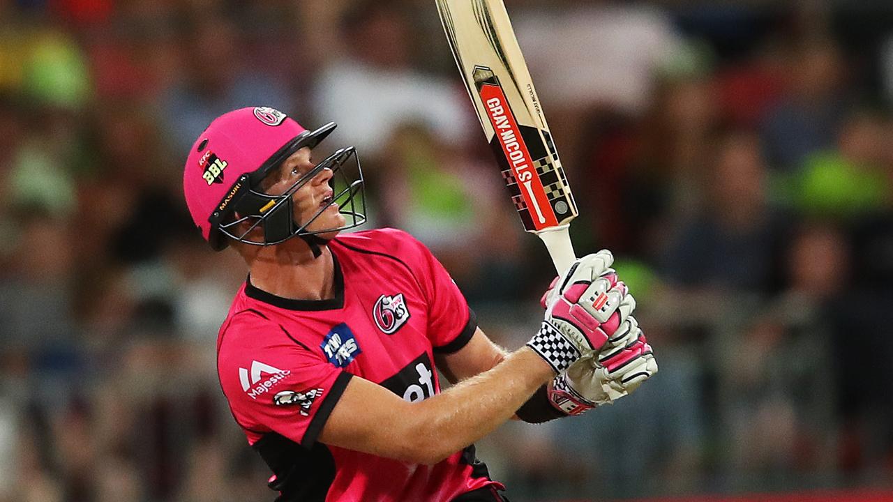 Sam Billings smashes a six during one of his two stints with Sydney Sixers.