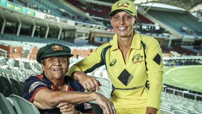 Indigenous cricketers Faith Thomas and Ashleigh Gardner at Adelaide Oval - pic Mike Burton