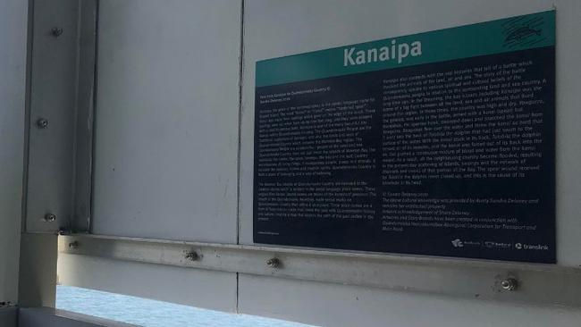 Another sign at the Russell Island jetty ... spelling the island’s indigneous name as Kanaipa, as opposed to Canaipa or Canapia.