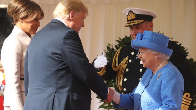 Queen Elizabeth II greets President Donald Trump with a handshake at Windsor Castle earlier this month. (Pic: Chris Jackson/Getty Images)