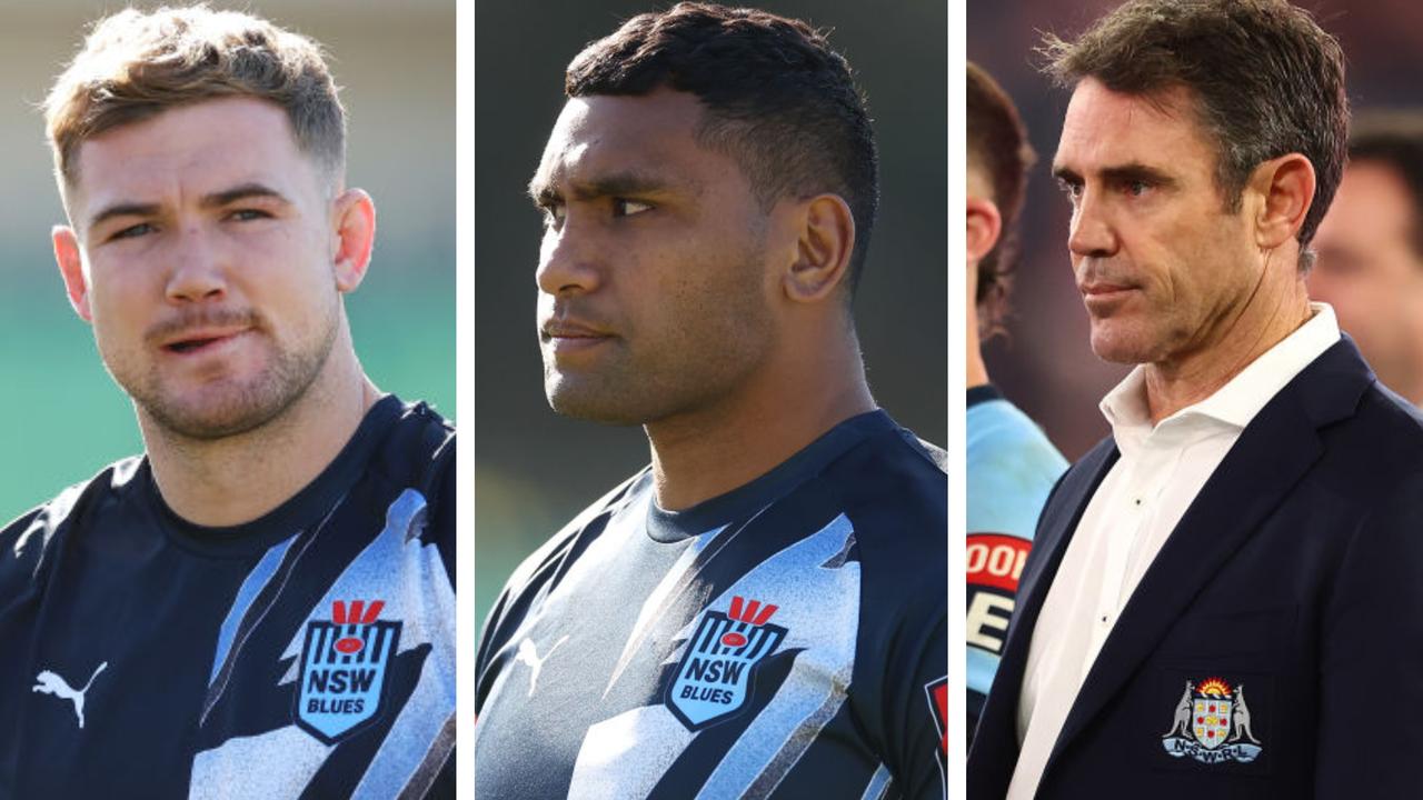 Hudson Young, Tevita Pangai Junior and Brad Fittler. Getty