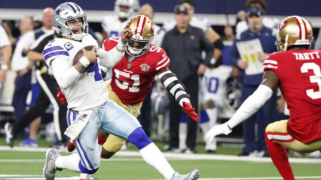 Dak Prescott and the Dallas Cowboys came up just short against the 49ers. (Photo by Richard Rodriguez/Getty Images)