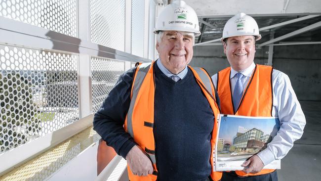 Former CEO of Playford Council, Mal Hemmerling with mayor Glenn Docherty. Picture: AAP / Morgan Sette