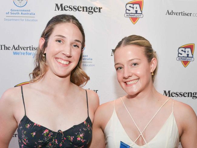 ADELAIDE, AUSTRALIA - November 22, 2023: Individual Secondary Award joint winners Cameron Zajer, left, and Lucy Voyvodic at the School Sports Awards at Sir Keith Murdoch House. Picture: Brenton Edwards