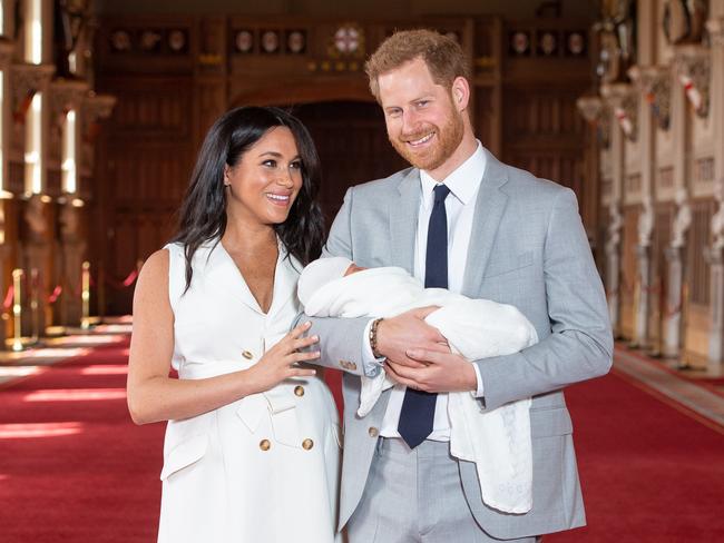 Former Suits star Meghan Markle, 37, continued her tendency to show PDA to Prince Harry, 34, during the historic baby reveal. Picture: Getty Images