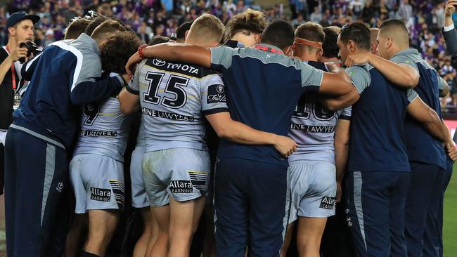 The Cowboys come together after losing the 2017 NRL Grand Final.