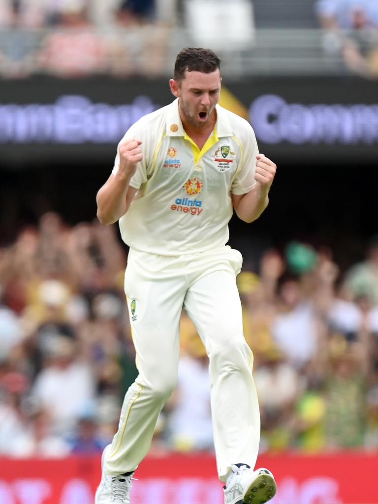 Josh Hazlewood was bowling hand grenades. Photo by Bradley Kanaris/Getty Images.