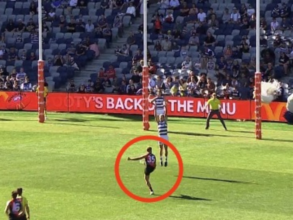 It was a bizarre start to Essendon's clash with Geelong.