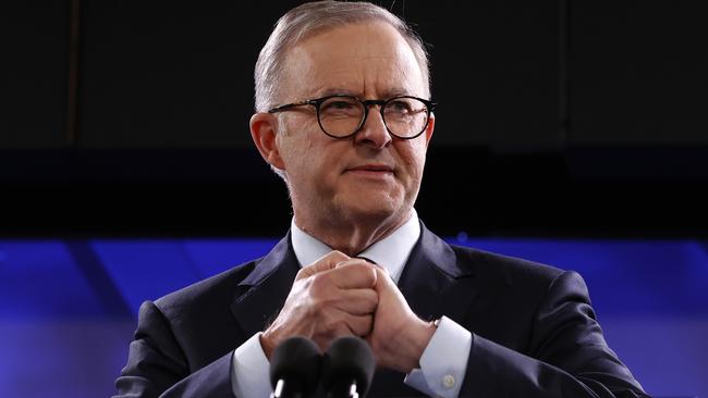 Labor Leader Anthony Albanese speaks at National Press Club on Wednesday. Picture: Lisa Maree Williams/Getty Images