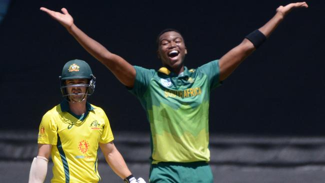 South African bowler Lungi Ngidi appeals for LBW against Australian batsman Travis Head in November. Picture: AFP