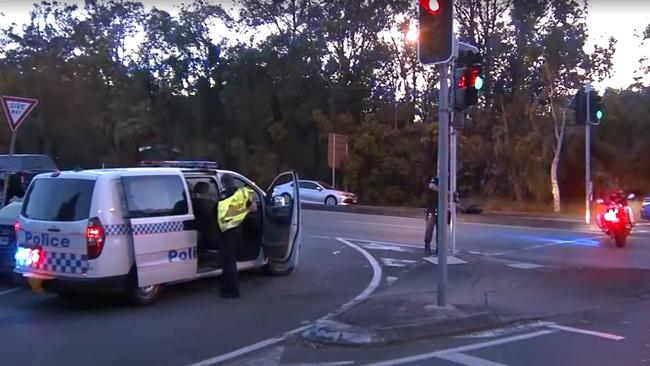 Police on scene at the site of the crash. Picture: 7News