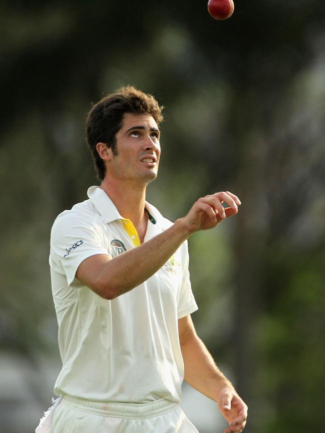 Cutting prepares to bowl for Australia A.