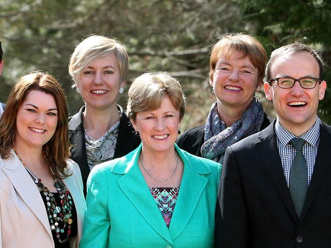 Greens line-up: Sarah Hanson-Young (left to right), Cate Faehrmann, Christine Milne, Janet Rice and Adam Bandt. 